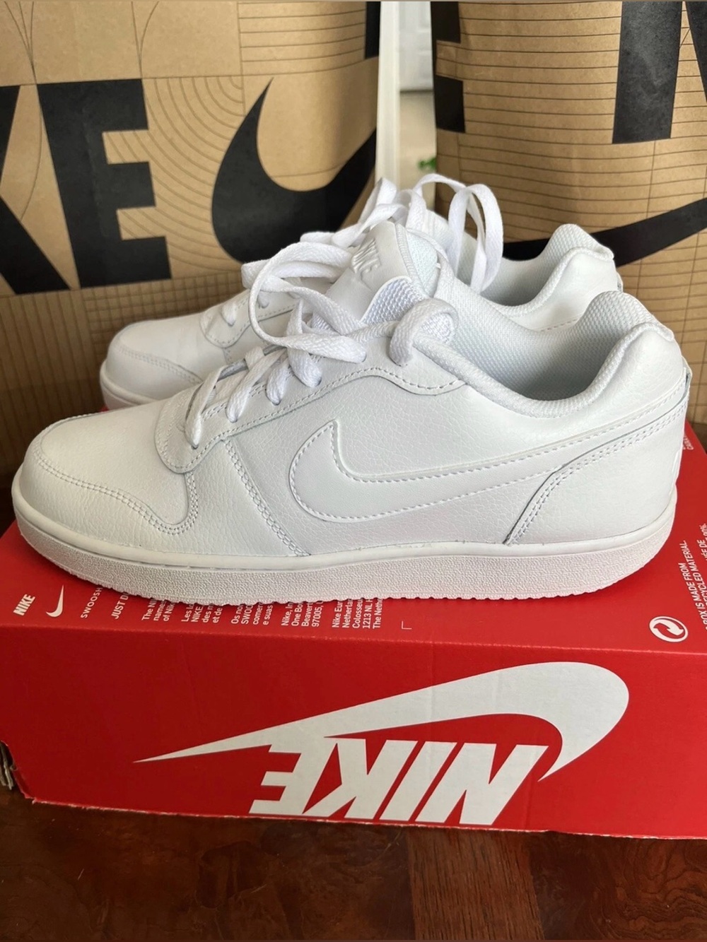 Niike Women's AQ1779-100 Ebernon Low Triple White Casual Shoes Sneakers Size 8